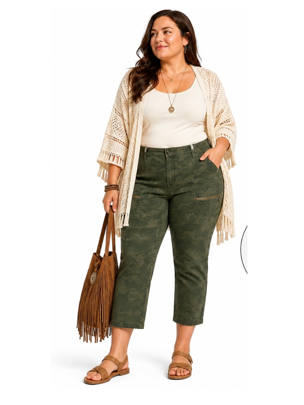 Supplies Casual Camouflage Olive Green Cropped Utility Straight Pants Size 22W